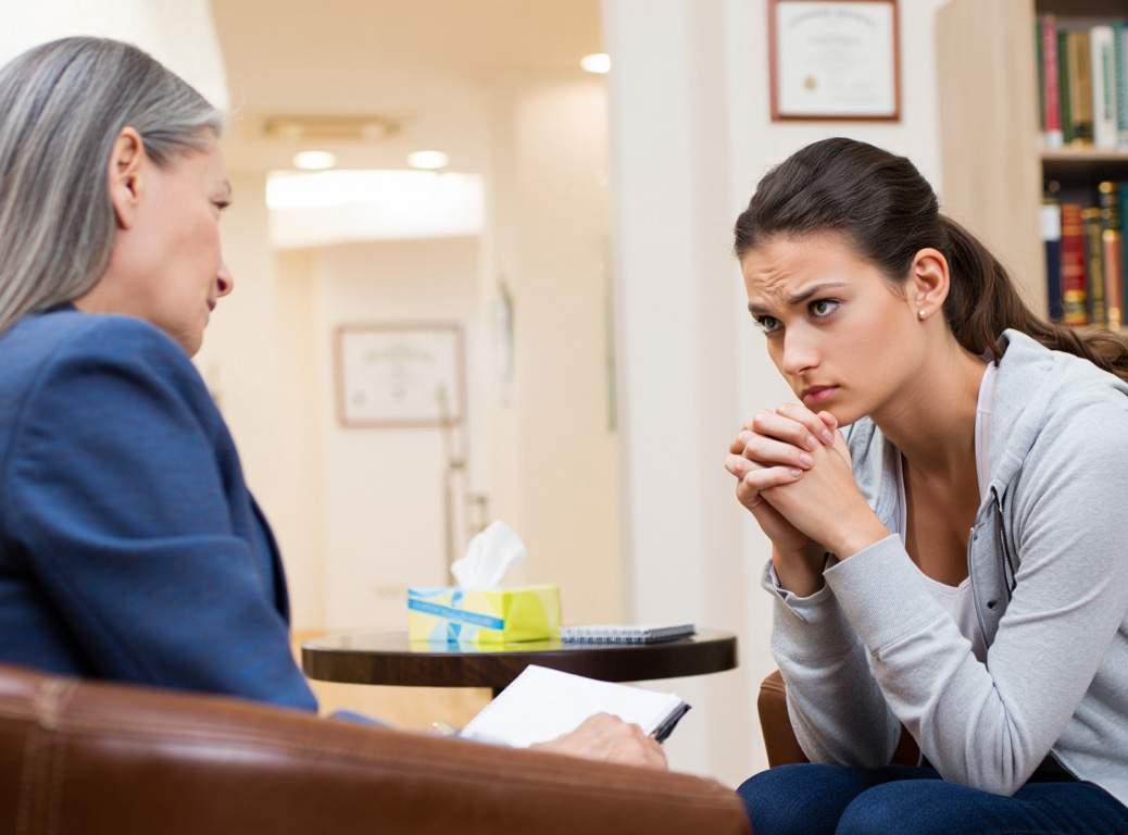 Женщина у психотерапевта